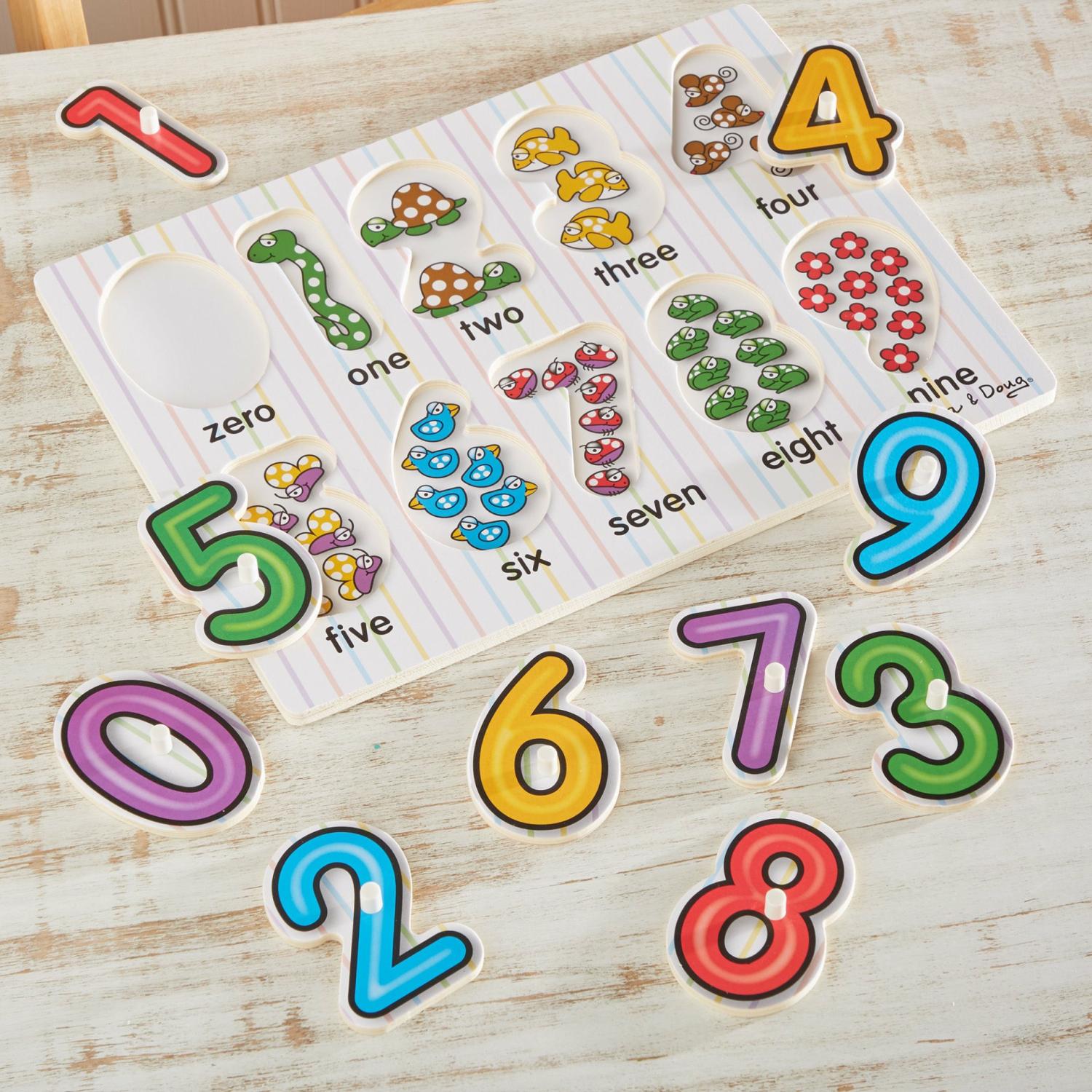 Alphabet & Counting Puzzles | Lift & See Numbers Peg Puzzle – 10 Pieces Puzzles Alphabet & Counting Puzzles