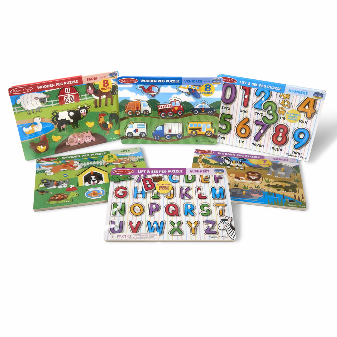 Alphabet & Counting Puzzles | Peg Puzzle Set (6 Puzzles) Alphabet & Counting Puzzles Alphabet & Counting Puzzles