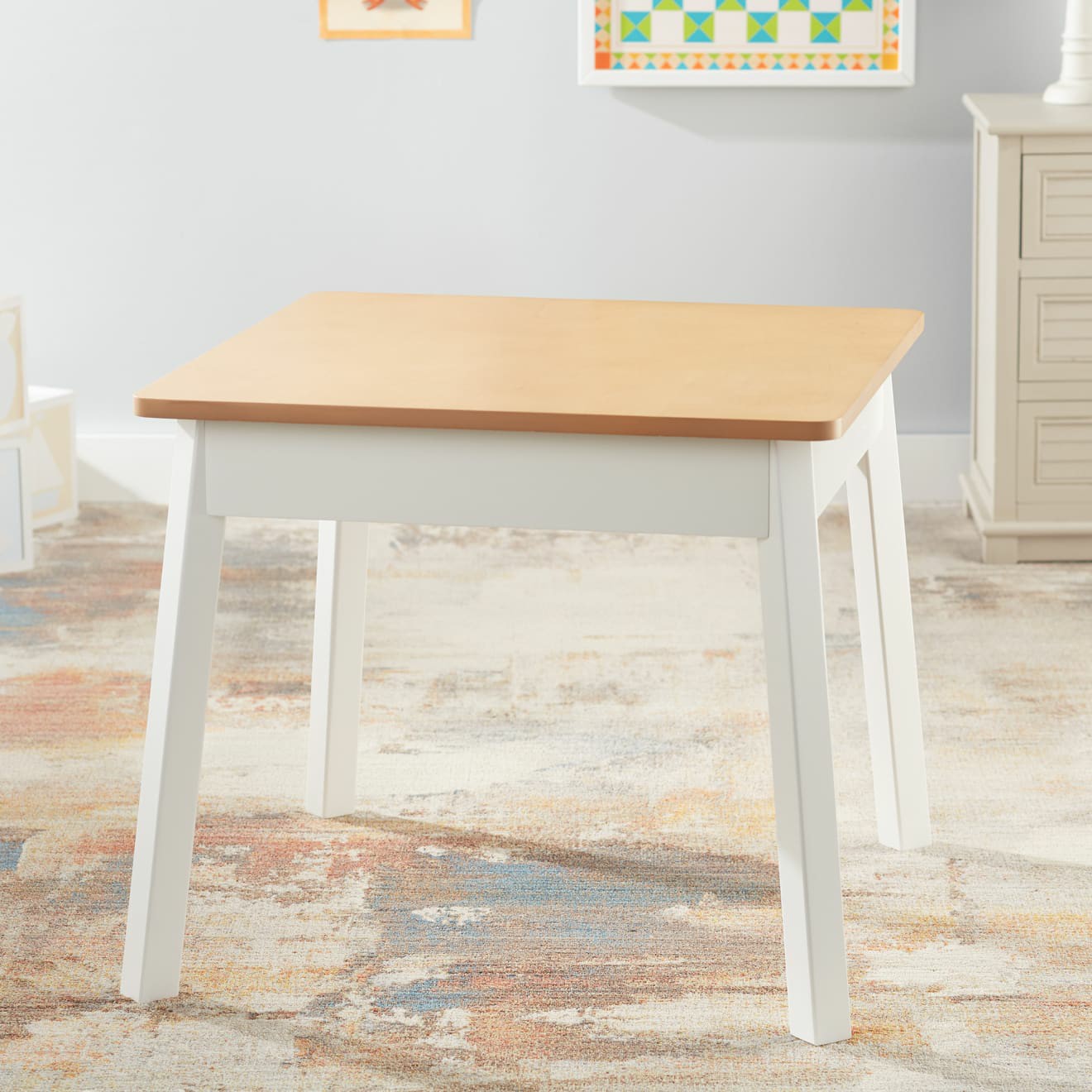 Furniture | Wooden Square Table (White/Natural) Furniture Furniture