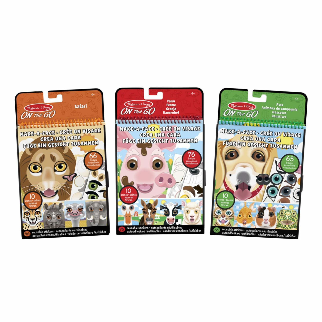 Stickers & Sticker Books | Make-A-Face Reusable Sticker Pad Bundle 3-Pack: Safari, Farm And Pet Sticker Activity Pads Arts & Crafts Melissa & Doug