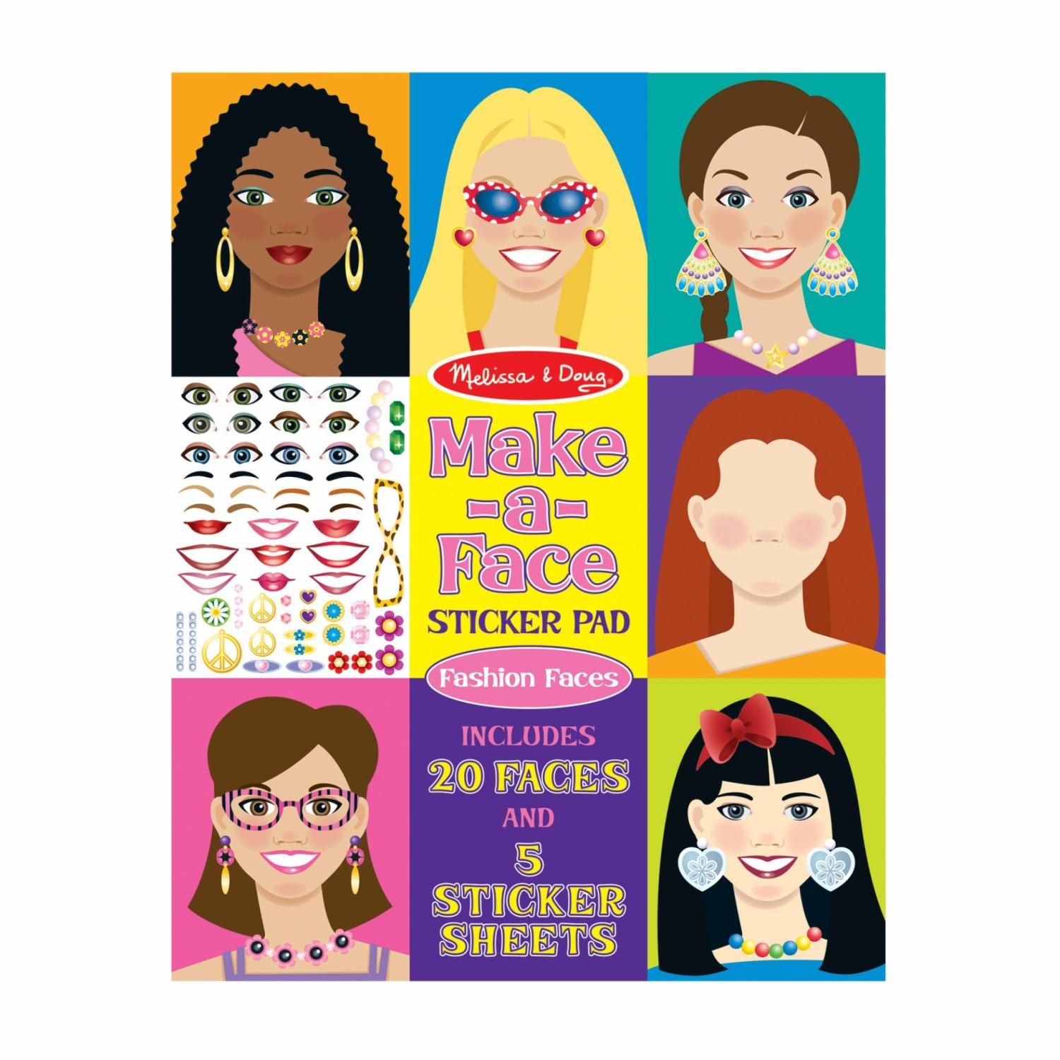 Stickers & Sticker Books | Make-A-Face Sticker Pad – Fashion Faces Arts & Crafts Melissa & Doug