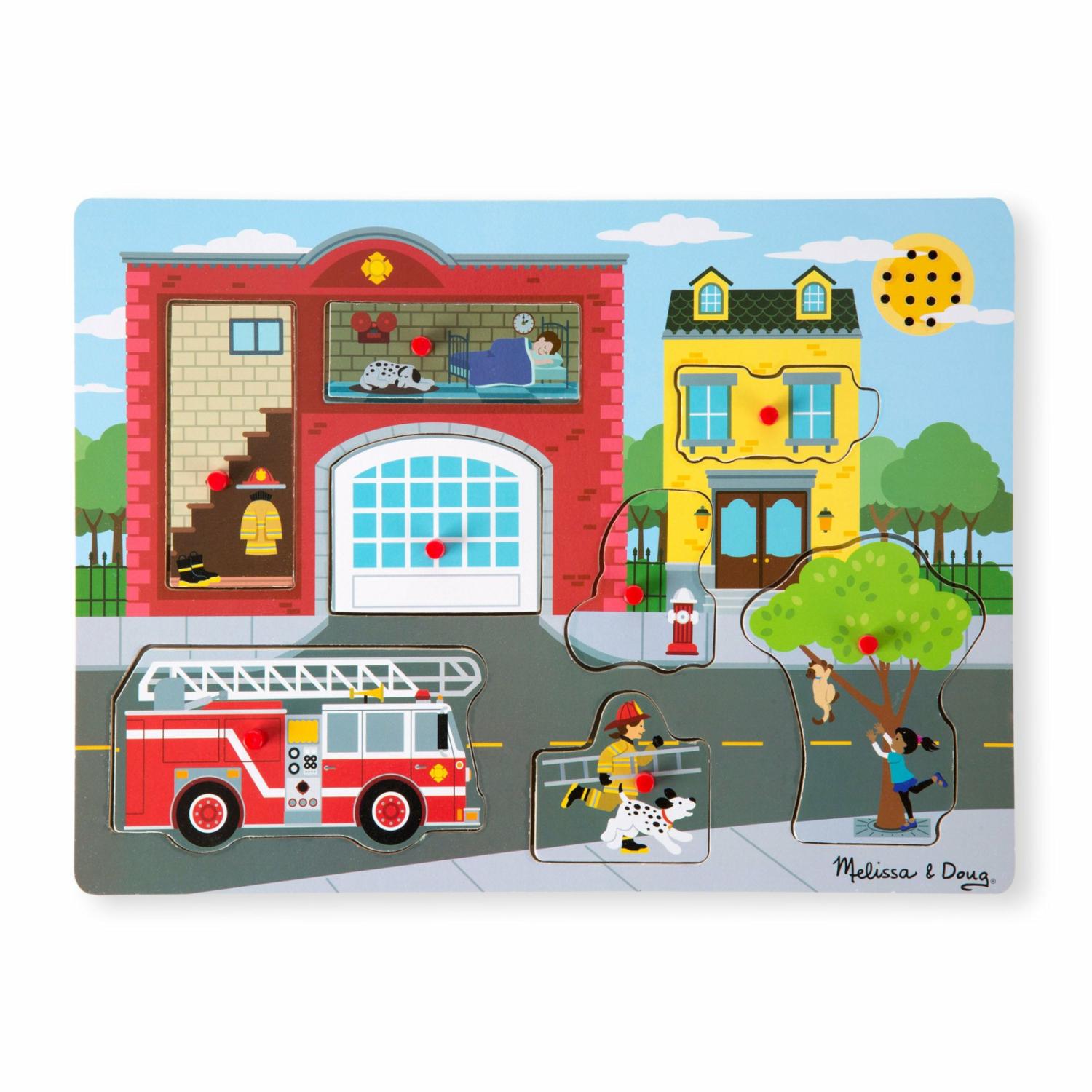 Vehicle & Train Puzzles | Around The Fire Station Sound Puzzle – 8 Pieces Puzzles Melissa & Doug