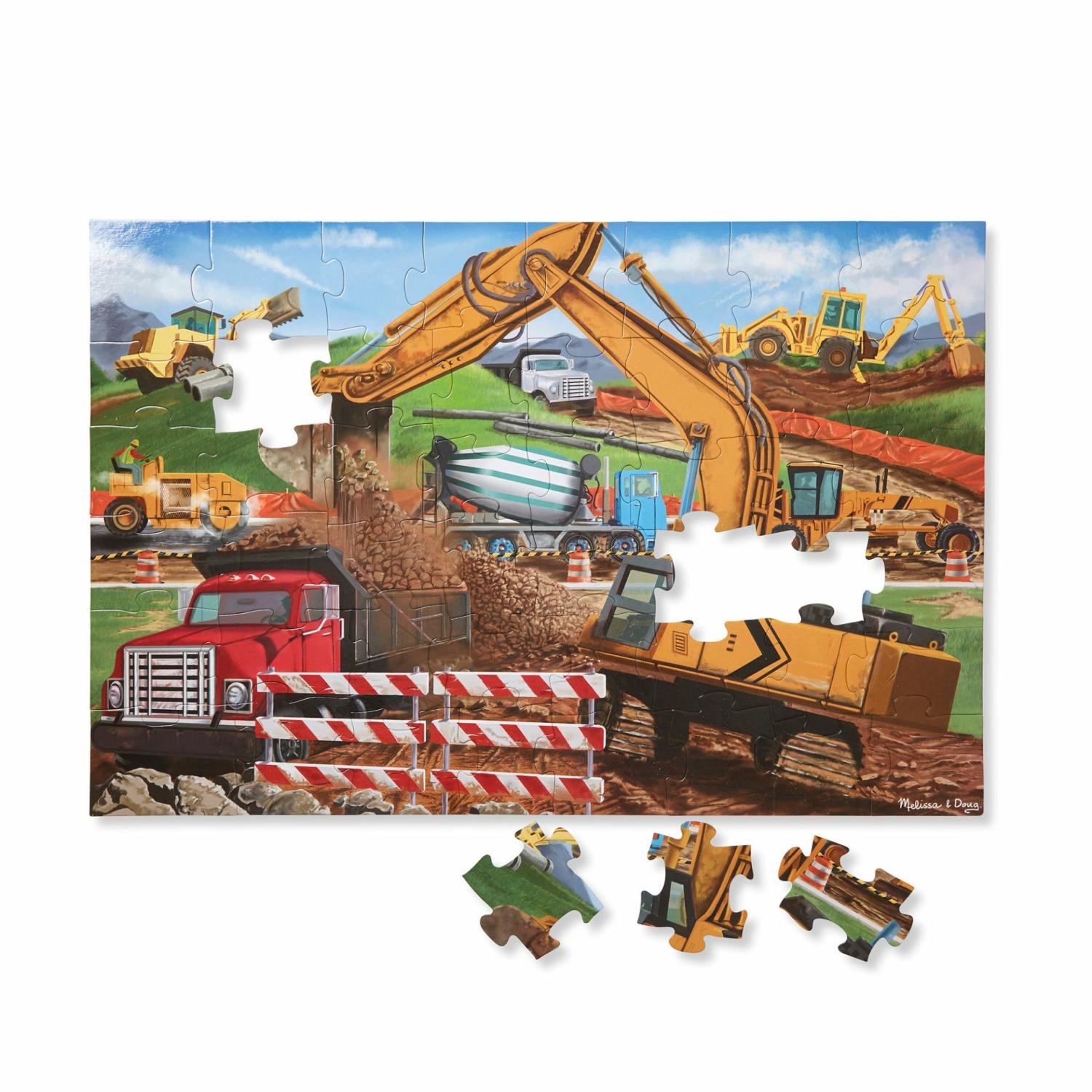 Vehicle & Train Puzzles | Building Site Floor Puzzle – 48 Pieces Puzzles Melissa & Doug