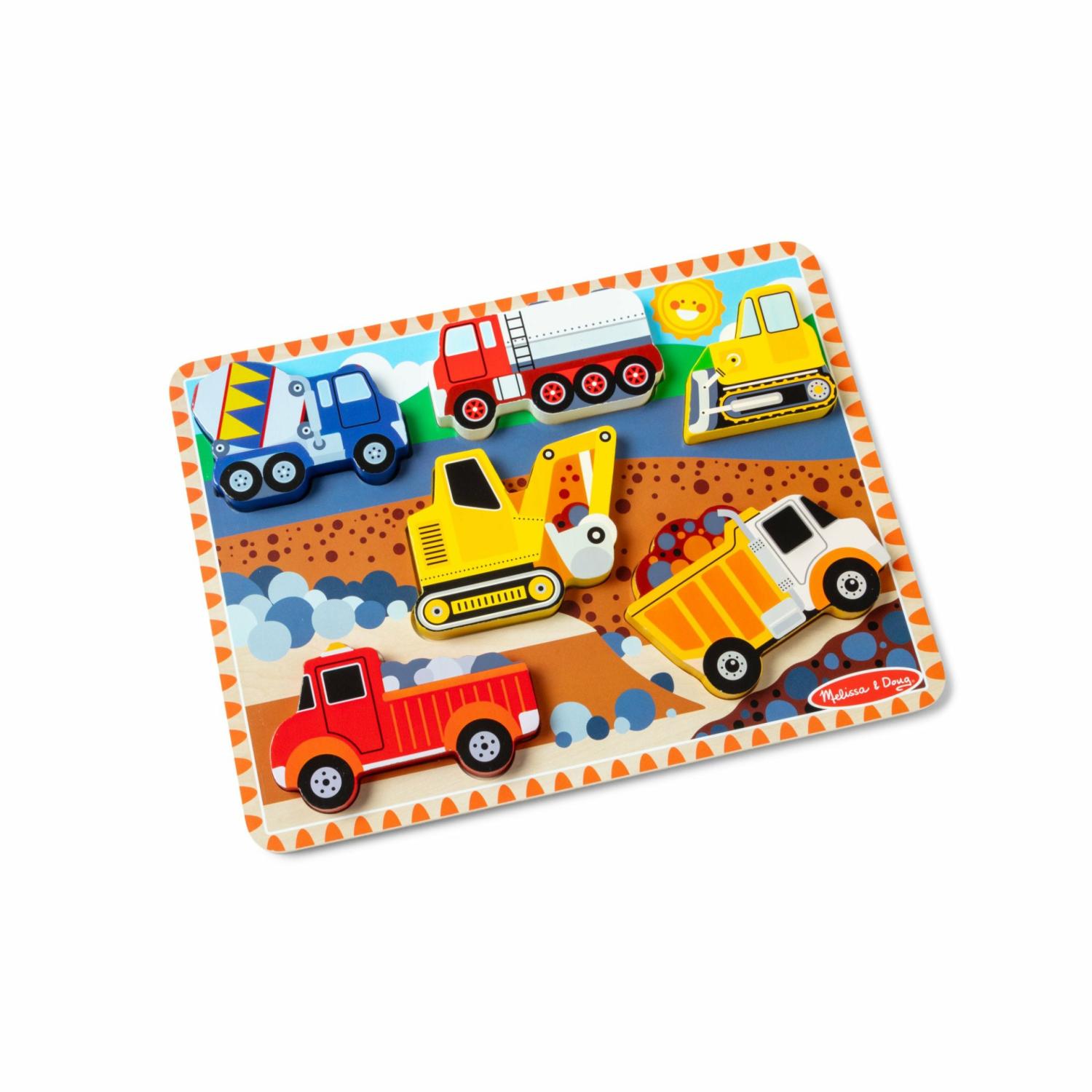 Vehicle & Train Puzzles | Construction Chunky Puzzle – 6 Pieces Puzzles Melissa & Doug