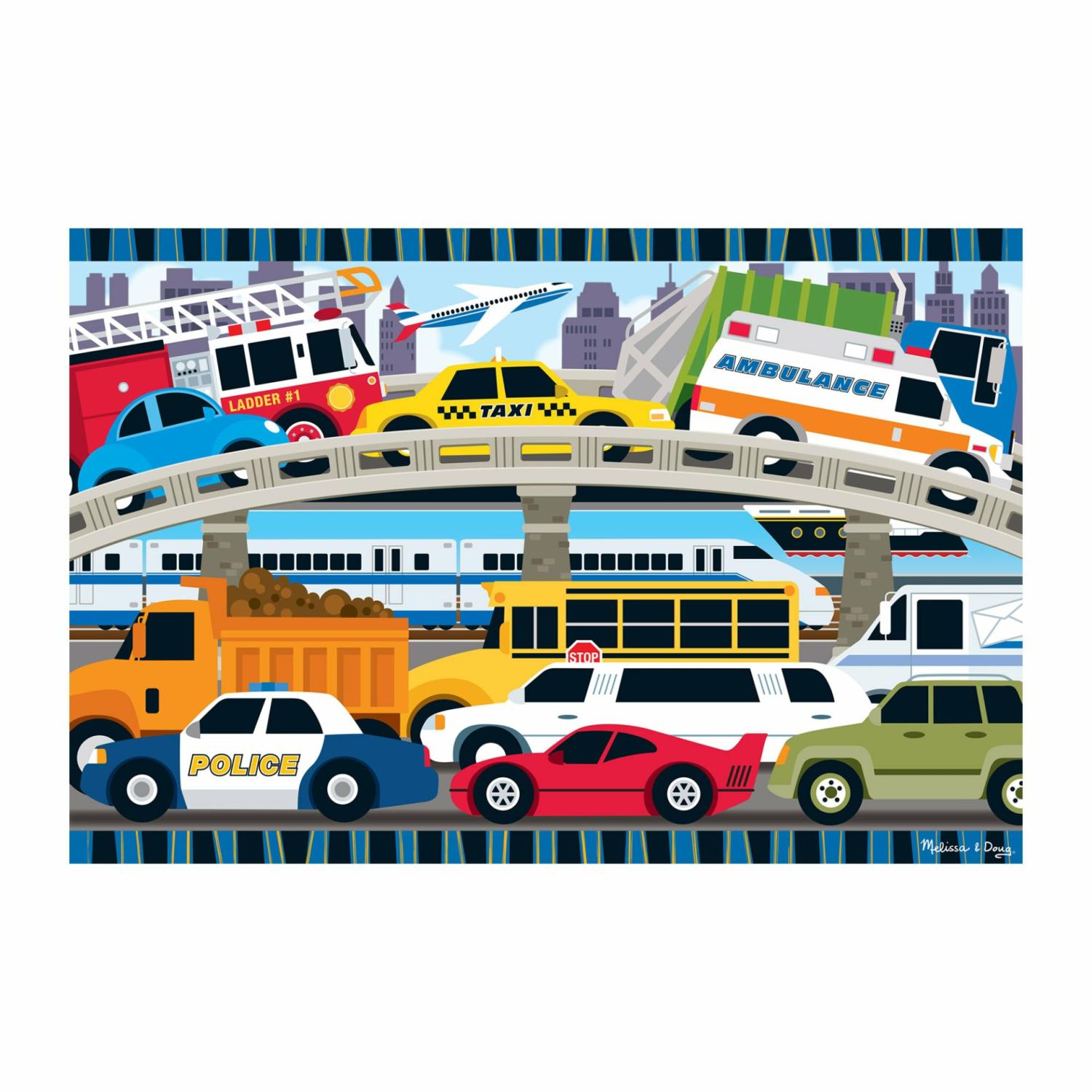 Vehicle & Train Puzzles | Traffic Jam Floor Puzzle – 24 Pieces Puzzles Melissa & Doug